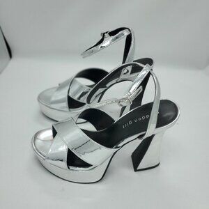 Madden Girl Loolaa Strappy Platform Dress Sandals silver size 8.5